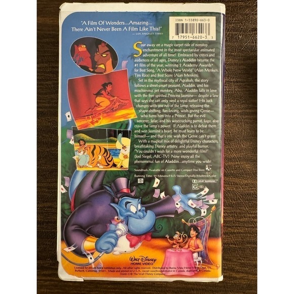Walt Disney Aladdin VHS 1662 1993 Edition Collectible - Picture 2 of 5